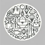 DALL·E 2024-06-12 12.06.31 - A simple, minimalist circular image for a website featuring the sale of accessories. The image should include outlines or silhouettes of various acces